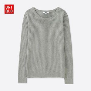 uniqlo ribbed heather grey sweater